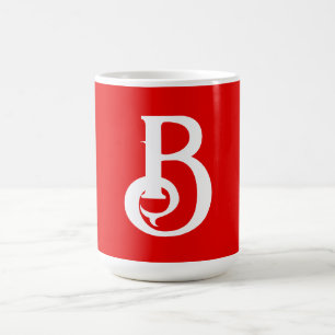 Initial Letter Monogrammed Red White Classical Coffee Mug