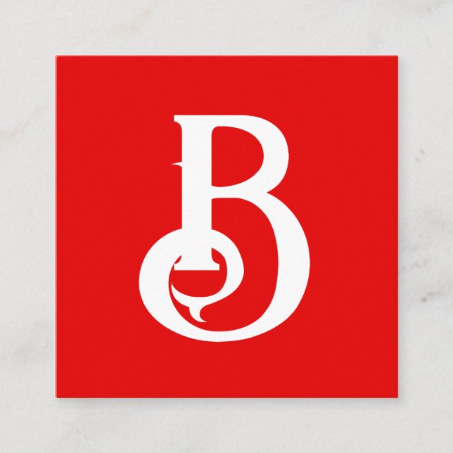 Initial Letter Monogrammed Red White Classical Enclosure Card (Front)