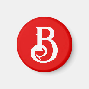 Initial Letter Monogrammed Red White Classical Magnet