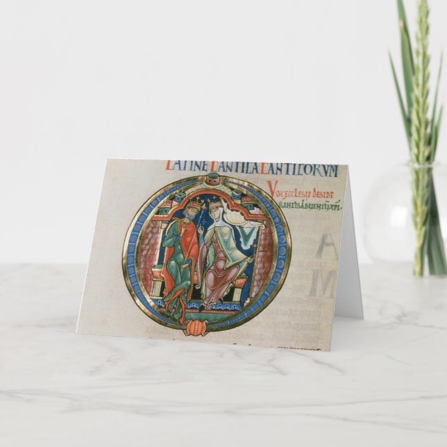 Initial letter 'O' Osculatur me - Let me kiss Note Card (Front)