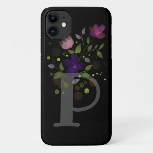 Initial Letter P Plus Floral Design iPhone 11 Case