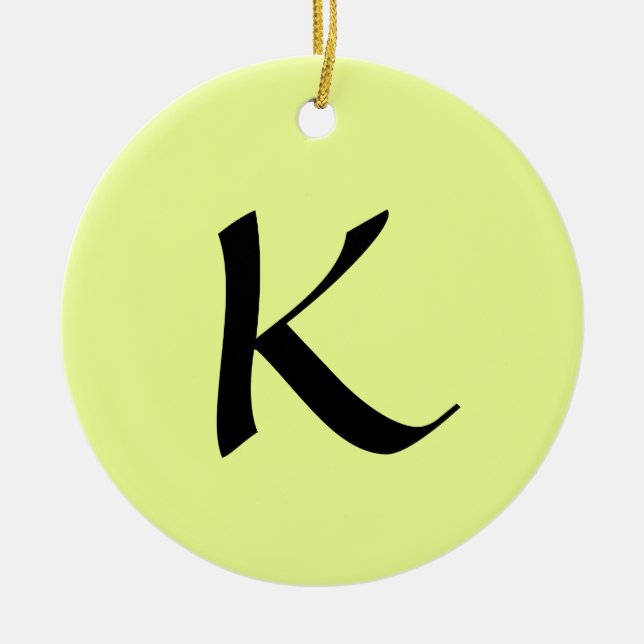 Initial Letter | Pastel Lime Trendy Elegant Ceramic Ornament (Front)