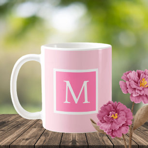 Initial Letter Pink & White Coffee Mug