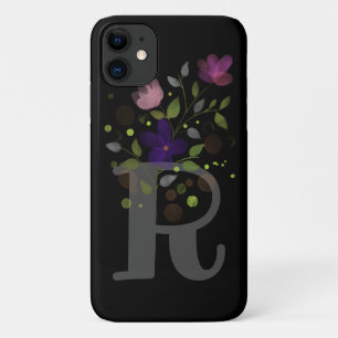 Initial Letter R Plus Floral Design iPhone 11 Case