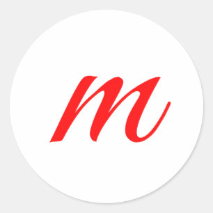 Initial letter red monogram professional modern classic round sticker