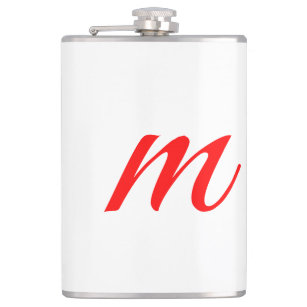 Initial letter red monogram professional modern hip flask