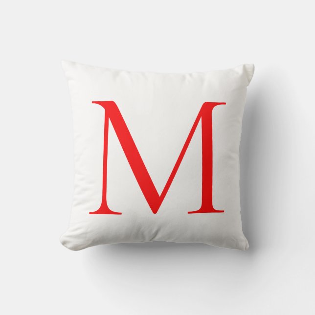 Initial letter red white monogrammed professional cushion (Front)