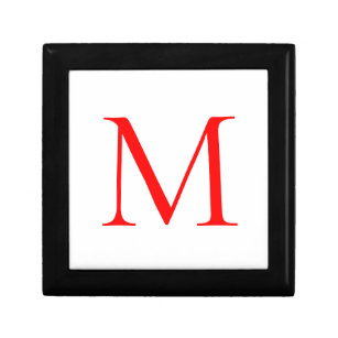 Initial letter red white monogrammed professional gift box