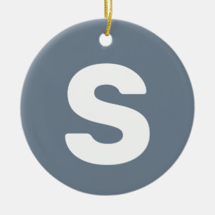 Initial Letter Slate Grey Simple Elegant Ceramic Ornament