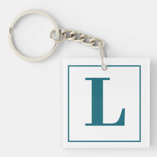 Initial Letter | Teal Monogram Modern Stylish Cool Key Ring