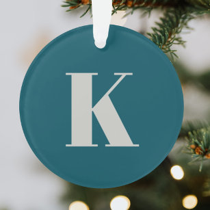 Initial Letter   Teal Monogram Modern Stylish Cool Ornament