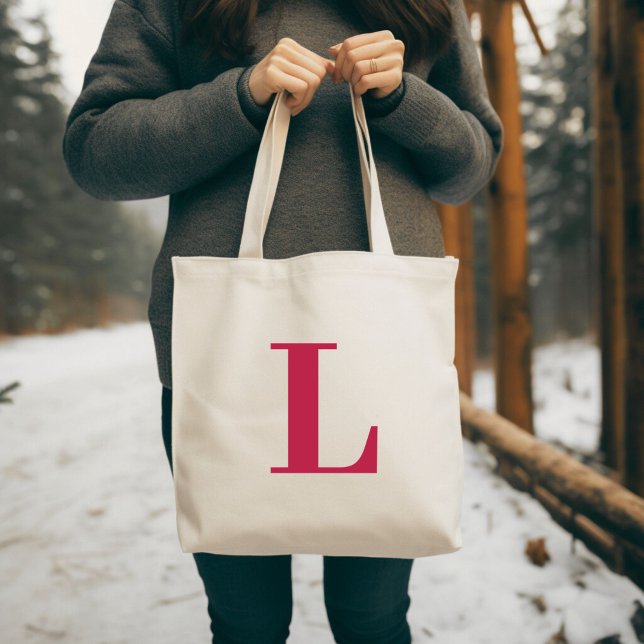 Initial Letter | Teal Monogram Modern Stylish Cool Tote Bag (Creator Uploaded)