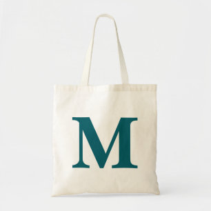 Initial Letter Teal Monogram Modern Tote Bag