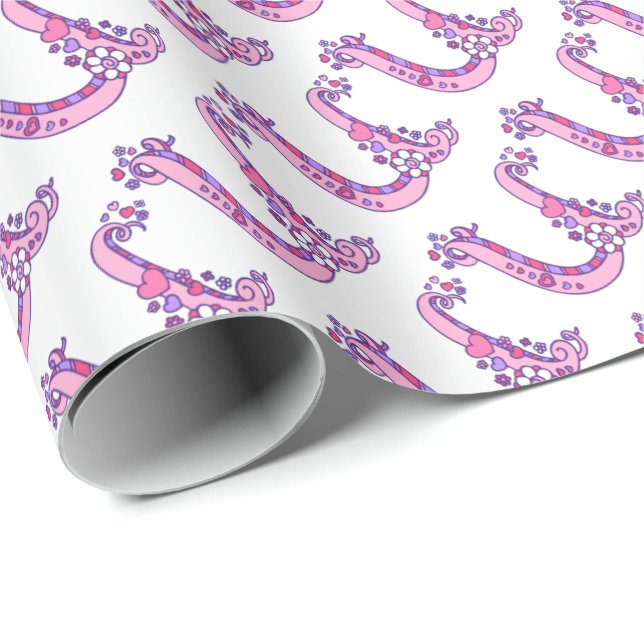 Initial letter U monogram pink personalised wrap Wrapping Paper (Roll Corner)