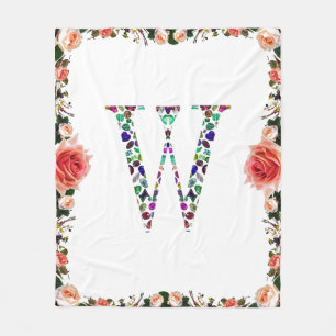 Initial Letter W Fleece Blanket