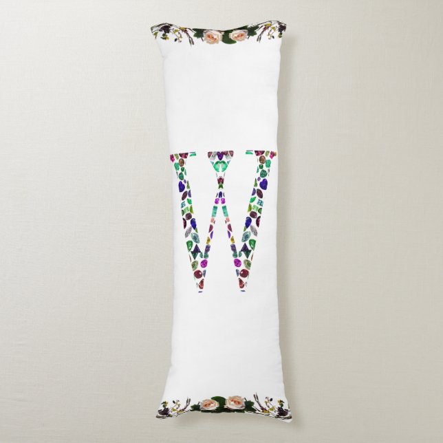Initial Letter W Gemstone Design Body Cushion (Front Vertical)