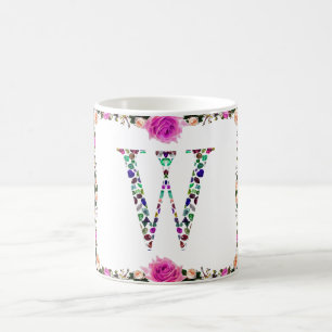 Initial Letter W Gemstone Design Coffee Mug