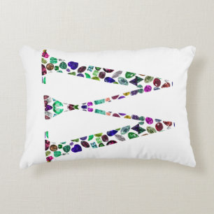 Initial Letter W Gemstone Design Decorative Cushion