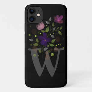Initial Letter W Plus Floral Design iPhone 11 Case