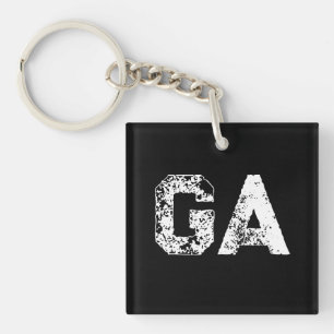 Initial Letters Monogram Black White Plain Simple Key Ring