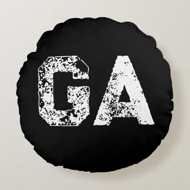 Initial Letters Monogram Black White Plain Simple Round Cushion (Front)