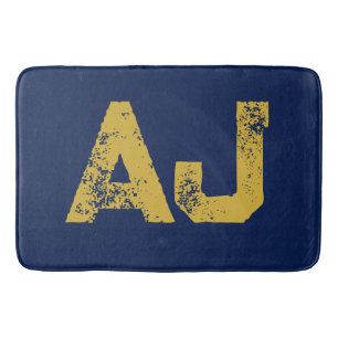 Initial Letters Monogram Gold & Blue Plain Simple Bath Mat