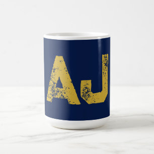 Initial Letters Monogram Gold & Blue Plain Simple Coffee Mug