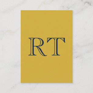 Initial Letters Monogram Gold & Blue Plain Simple Enclosure Card