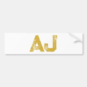 Initial Letters Monogram Gold Color Plain Simple Bumper Sticker