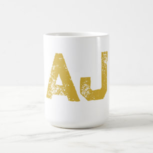 Initial Letters Monogram Gold Color Plain Simple Coffee Mug