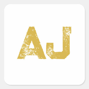 Initial Letters Monogram Gold Color Plain Simple Square Sticker