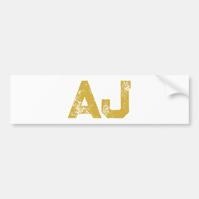 Initial Letters Monogram Gold Colour Plain Simple Bumper Sticker (Front)