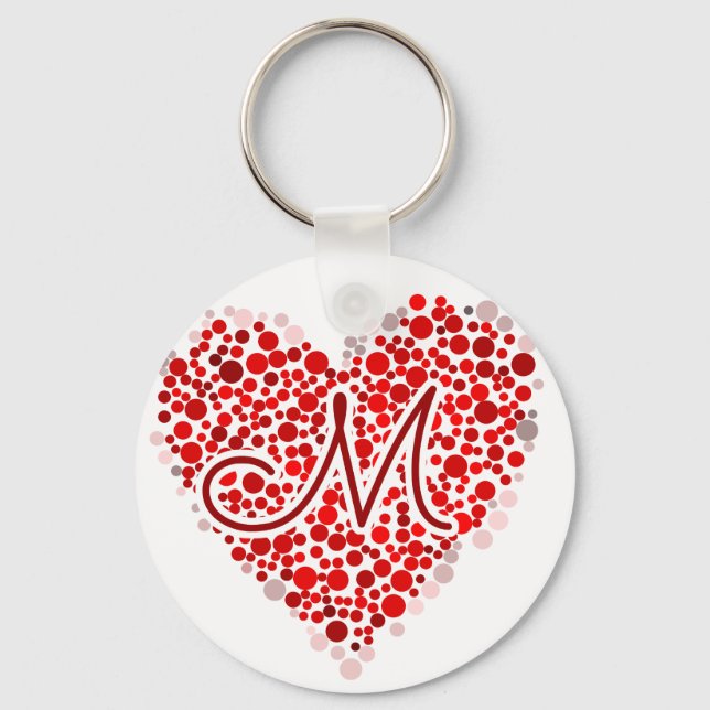 Initial M Heart Key Ring (Front)