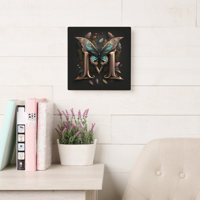 Initial M Square Wall Clock (Reading Room)