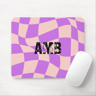 Initial Modern chequered Pink Purple cool Mouse Pad