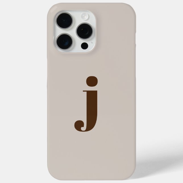 Initial Modern Simple Monogram Beige  Case-Mate iPhone Case (Back)