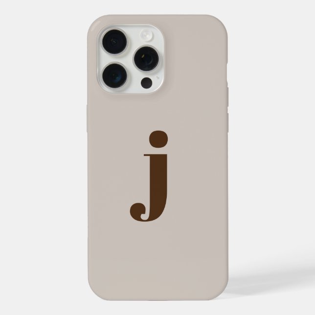 Initial Modern Simple Monogram Beige  iPhone Case (Back)