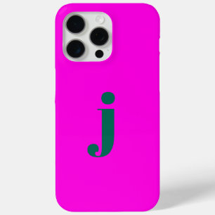 Initial Modern Simple Monogram Hot Pink  iPhone 15 Pro Max Case