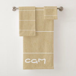 Initial modern style rustic wood background Brown  Bath Towel Set