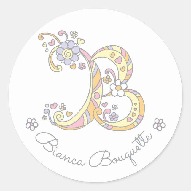 Initial monogram B custom name id name stickers (Front)