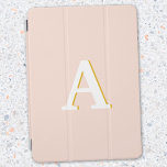 Initial Monogram Blush Pink Vintage Typography iPad Air Cover<br><div class="desc">A simple minimalist initial design using a vintage retro typography in white with a gold shadow on a blush pink background. The letter can easily be customised to create your own monogram design!</div>