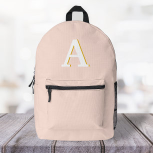 Initial Monogram Blush Pink Vintage Typography Printed Backpack