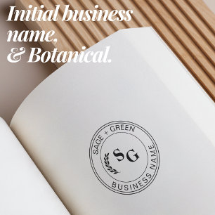 Initial Monogram Business Botanical Leave Round Self-inking Stamp