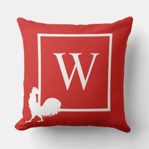 Initial Monogram Chicken Country Decor Pillow