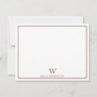 Initial Monogram Dark Red Double Border Classic