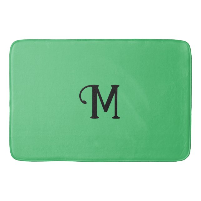 Initial Monogram Emerald Jewel Tone Solid Colour Bath Mat (Front)