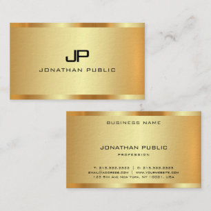 Initial Monogram Faux Gold Modern Professional Business Card