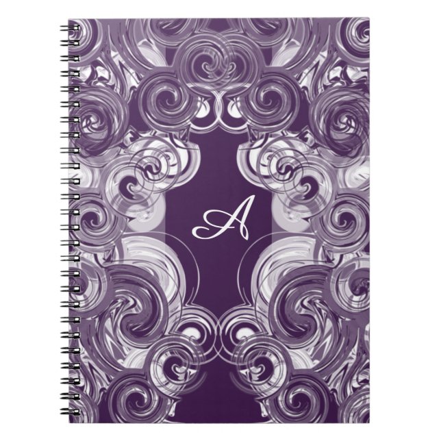 Initial Monogram Letter Abstract Rolling Purple Notebook (Front)