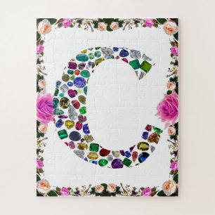 Initial Monogram Letter C Trendy Jigsaw Puzzle