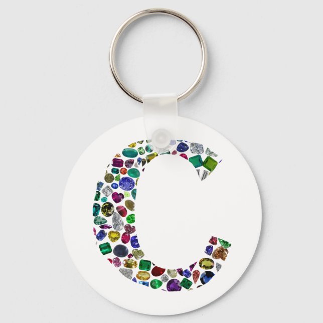 Initial Monogram Letter C Trendy Key Ring (Front)